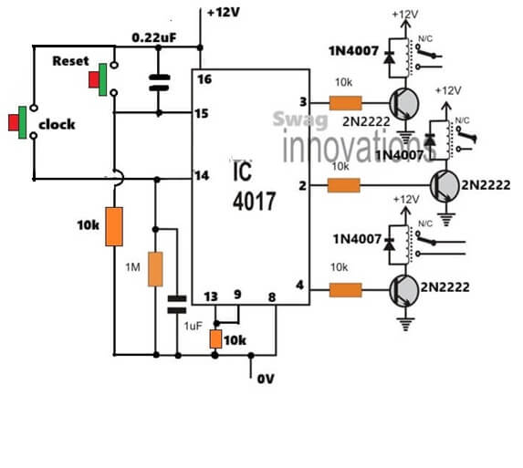 relay sequencer using single push-button