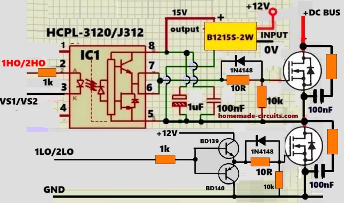 high power isolated H bridge mosfet driver circuit for 5kva applications