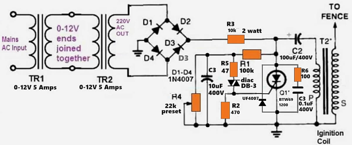 high power fence charger circuit