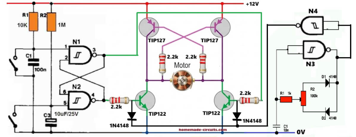 motor speed control reverse forward with set reset circuit