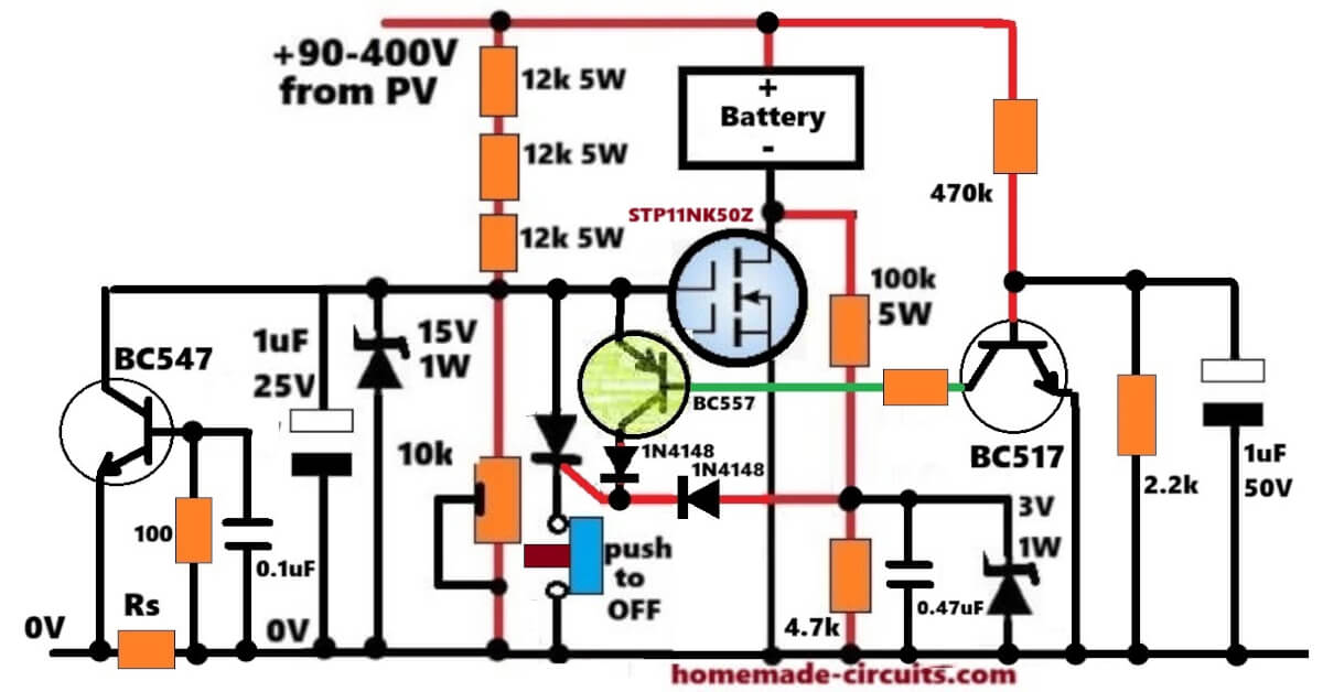 high voltage solar battery charger with cut off