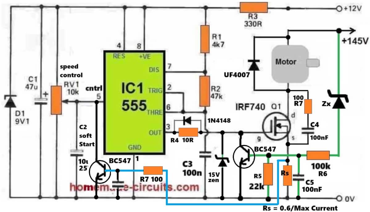 simple treadmill motor speed controller with soft start