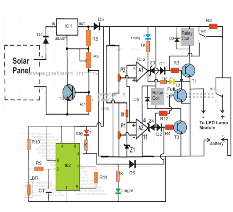 complete 40 watt LED street light circuit with charger, and darkness activated switch